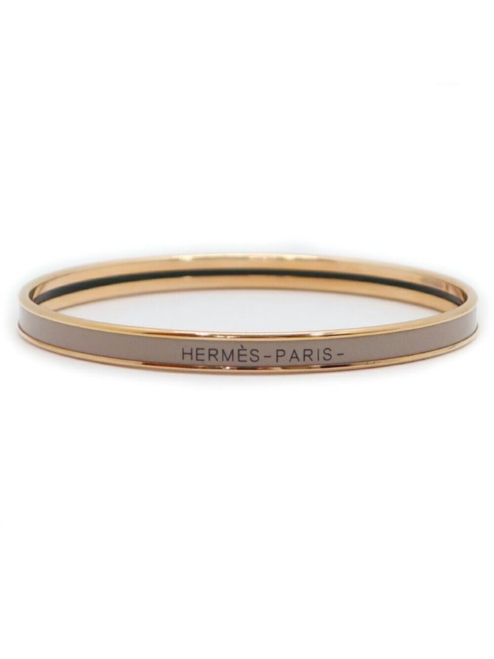 Hermes Enamel Bracelet Extra Fan Uni Brown Glace Pink Gold Bangle